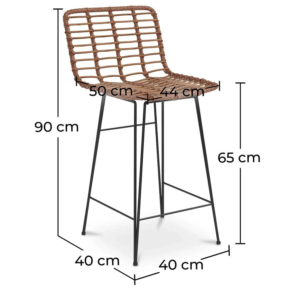 Taburete de Bar de Mimbre - Diseño Boho Bali -65cm - Catori image 10