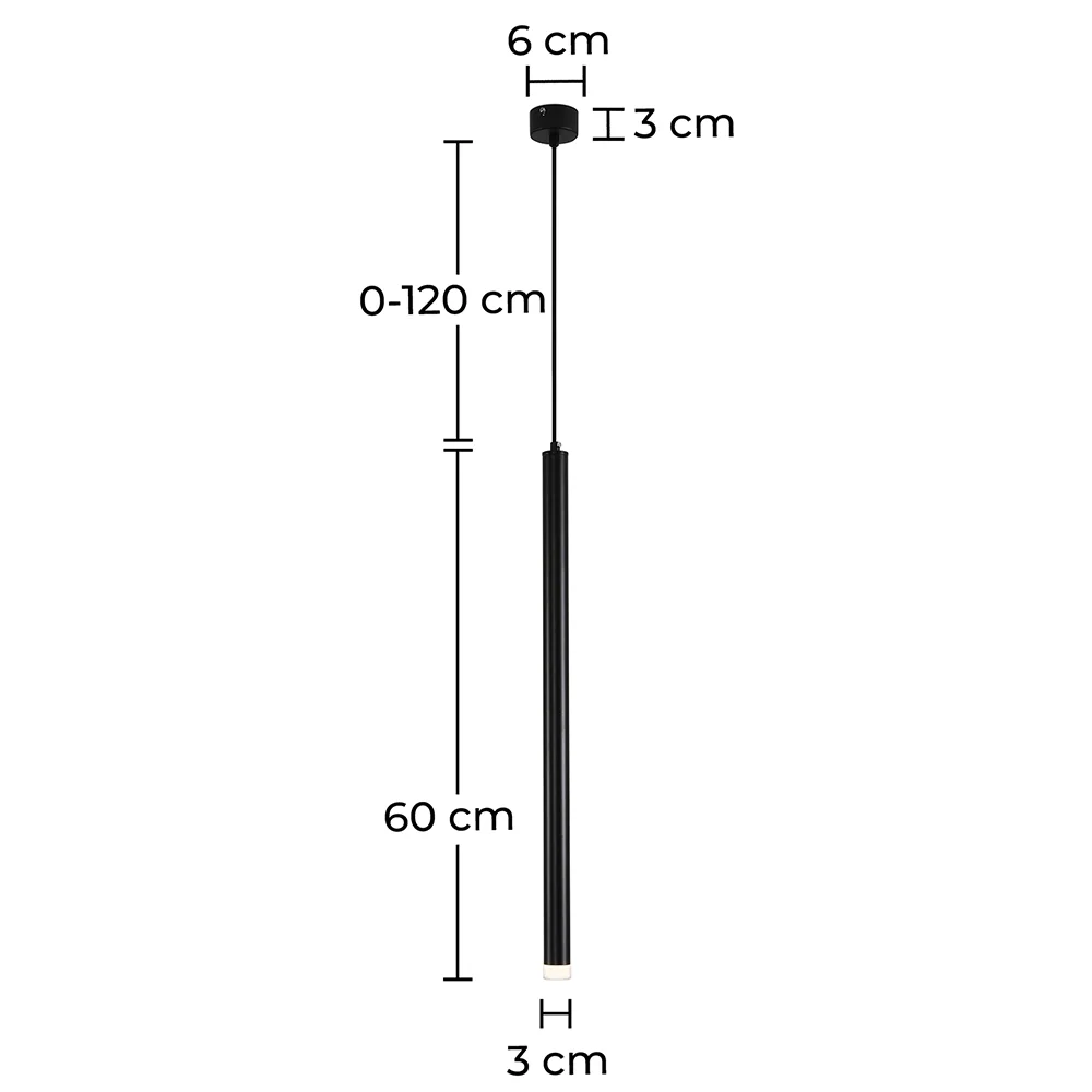 Lámpara de Techo Tubo LED - Lámpara Colgante en Negro - 60cm - Bruna image 10