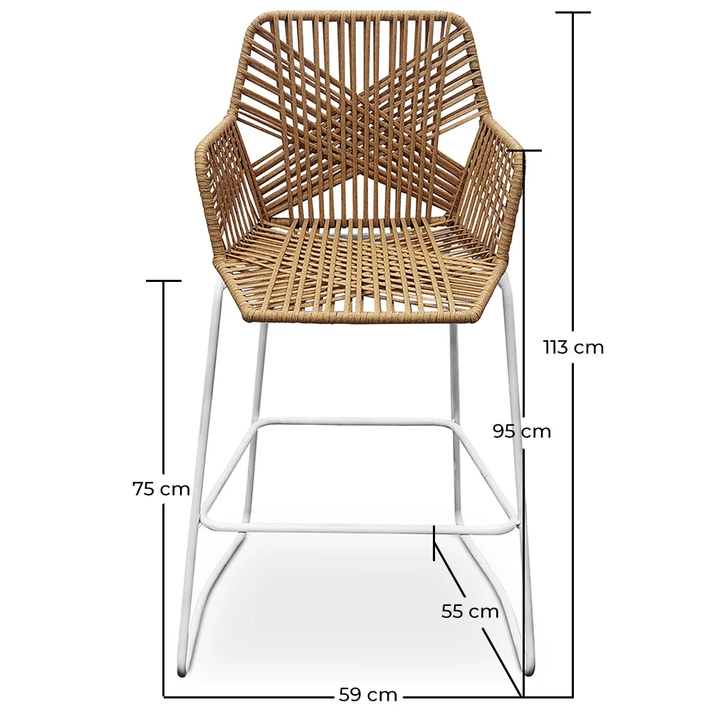 Taburete de Diseño Boho Bali de Ratán - 75cm - Tale image 10