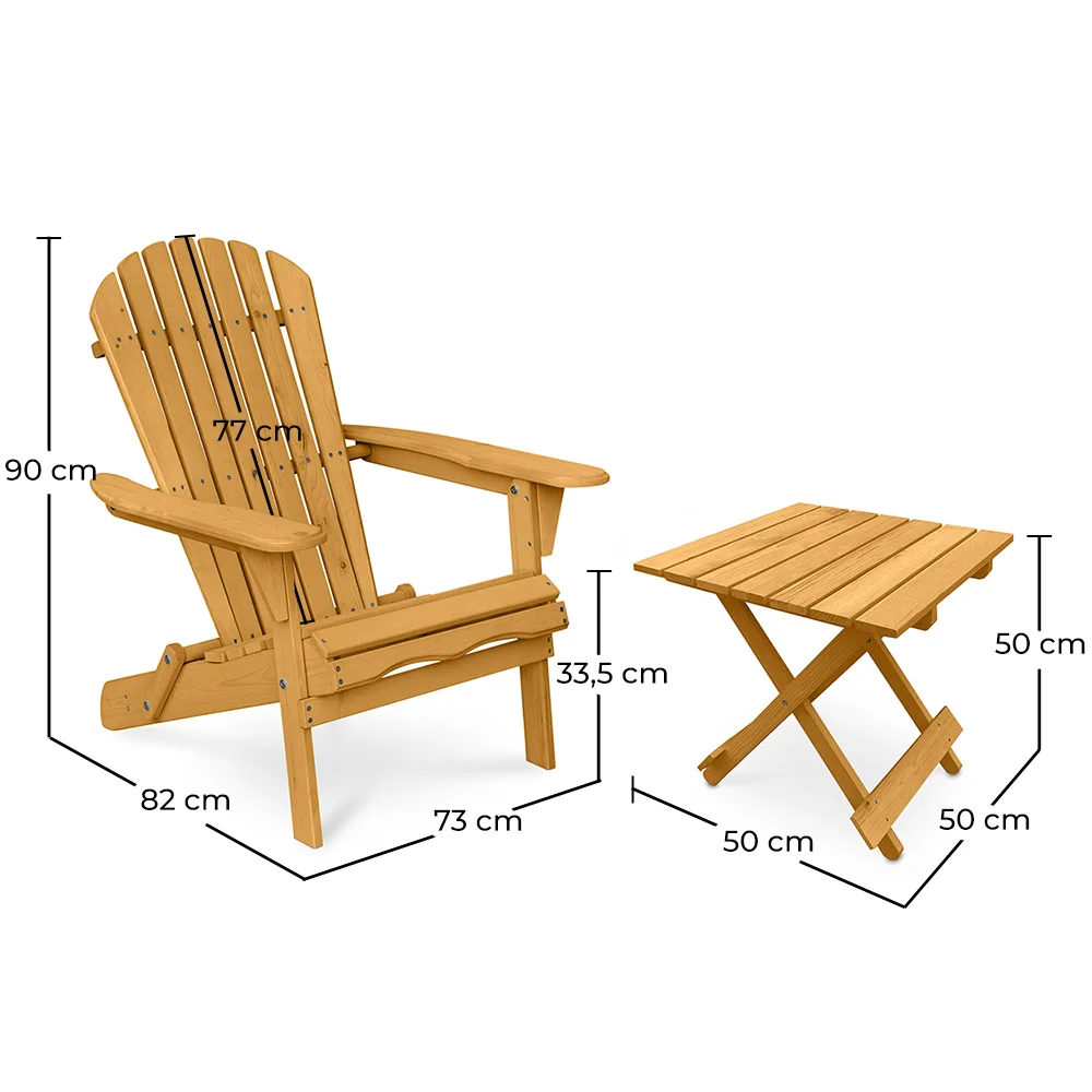 Pack Silla de Exterior y Mesa de Exterior y Jardín - Madera  - Alana image 10