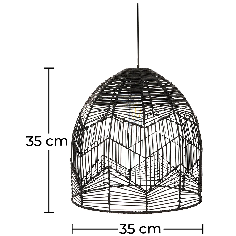 Lámpara de Techo Ratán Negro - Lámpara Colgante Diseño Boho Bali - Le image 10