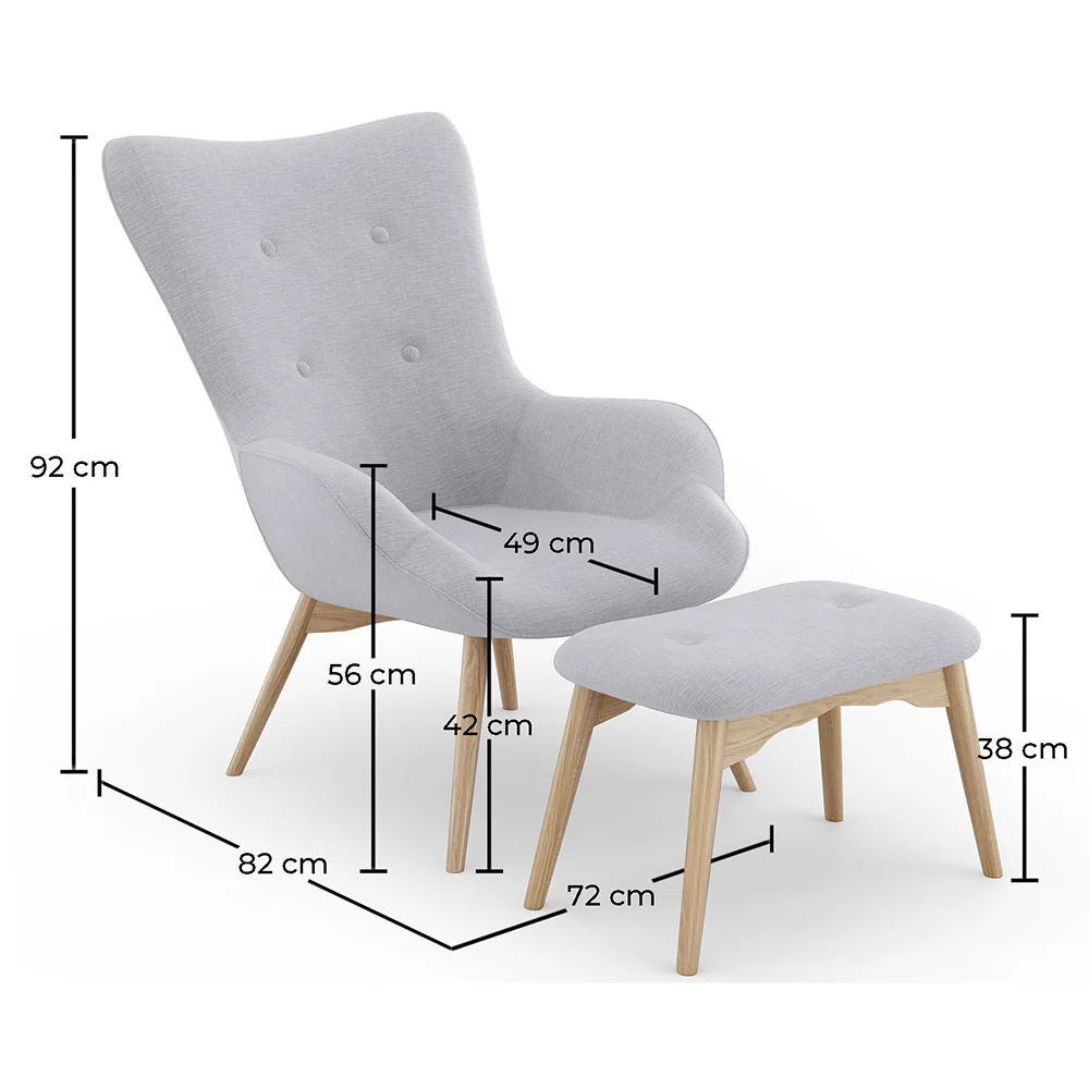 Sillón con Reposapiés - Tapizado en Lino - Huda image 10