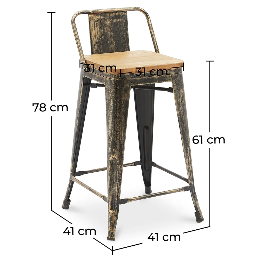 Taburete con Respaldo - Diseño Industrial - Madera y Acero - 60cm - New Edition - Stylix  image 10