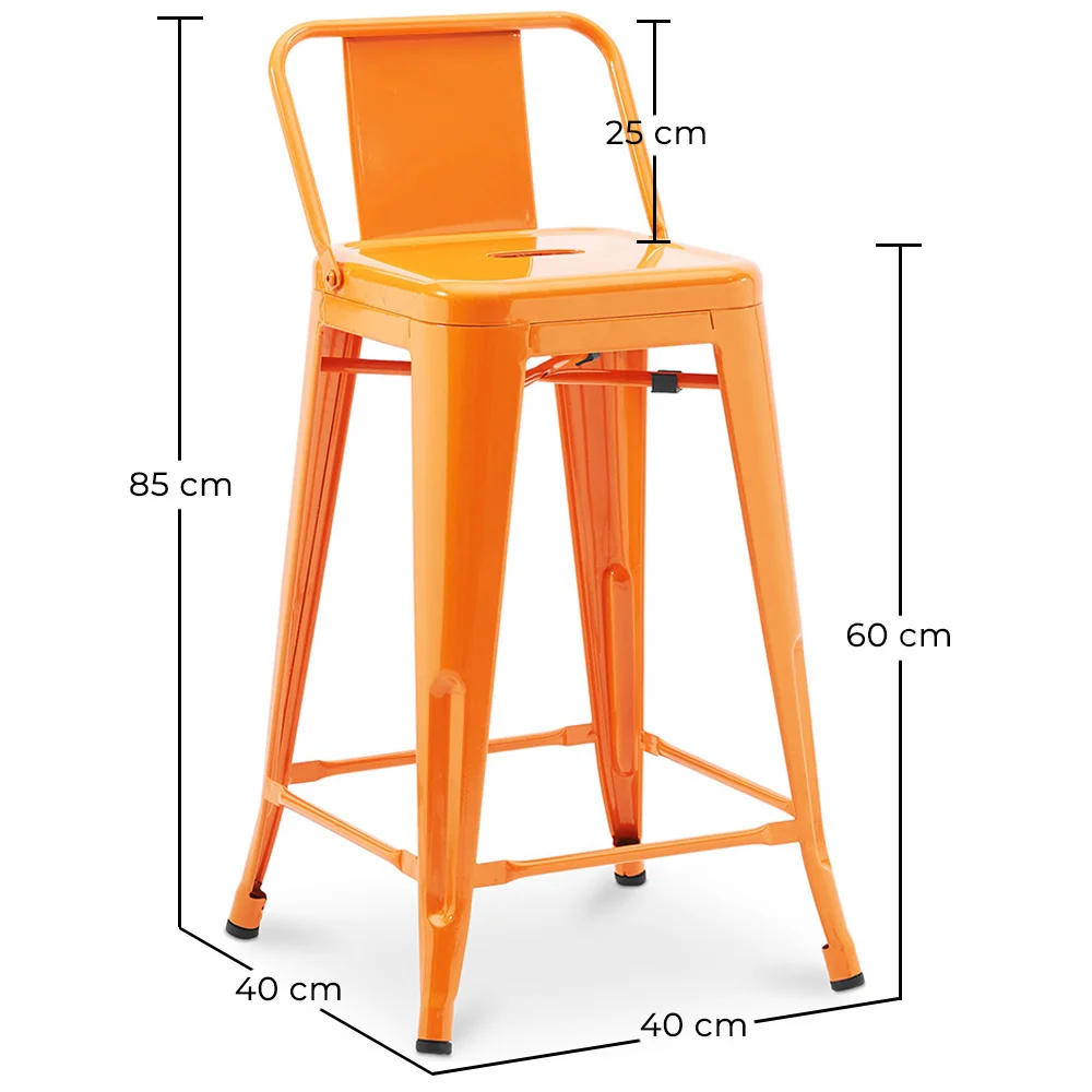 Taburete de Bar con Respaldo - Diseño Industrial - 60cm - New Edition - Stylix  image 10