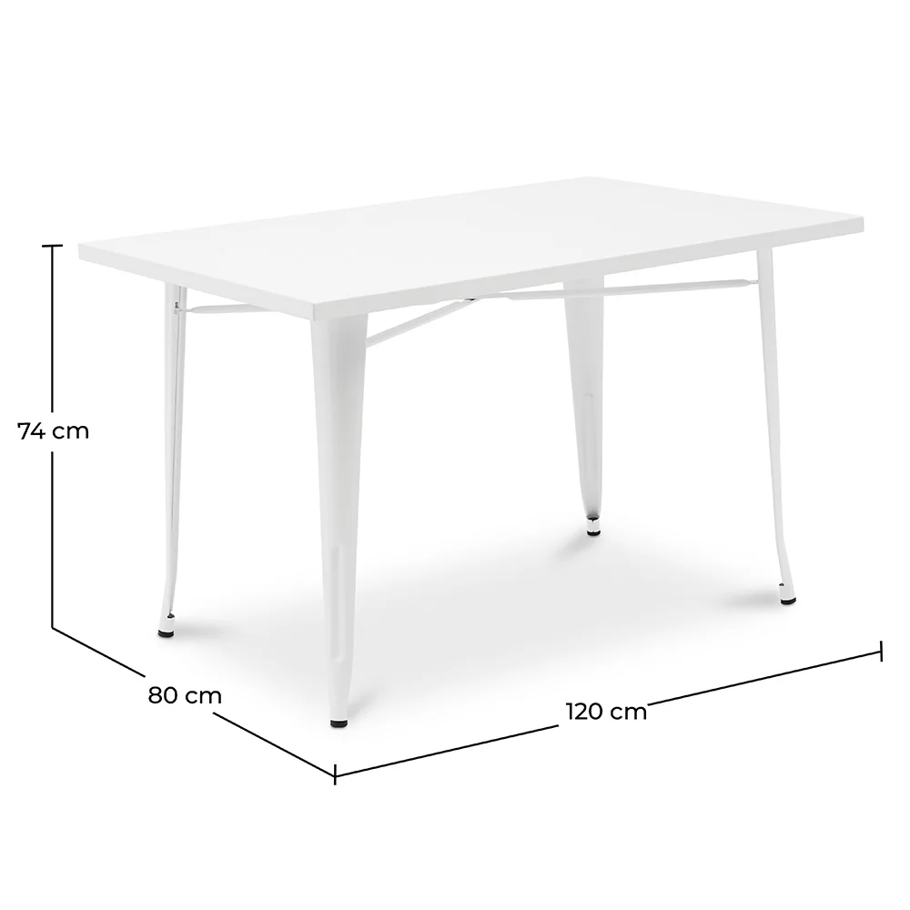 Mesa de Comedor Rectangular - Diseño Industrial - Metal Blanco - Ashi  image 10