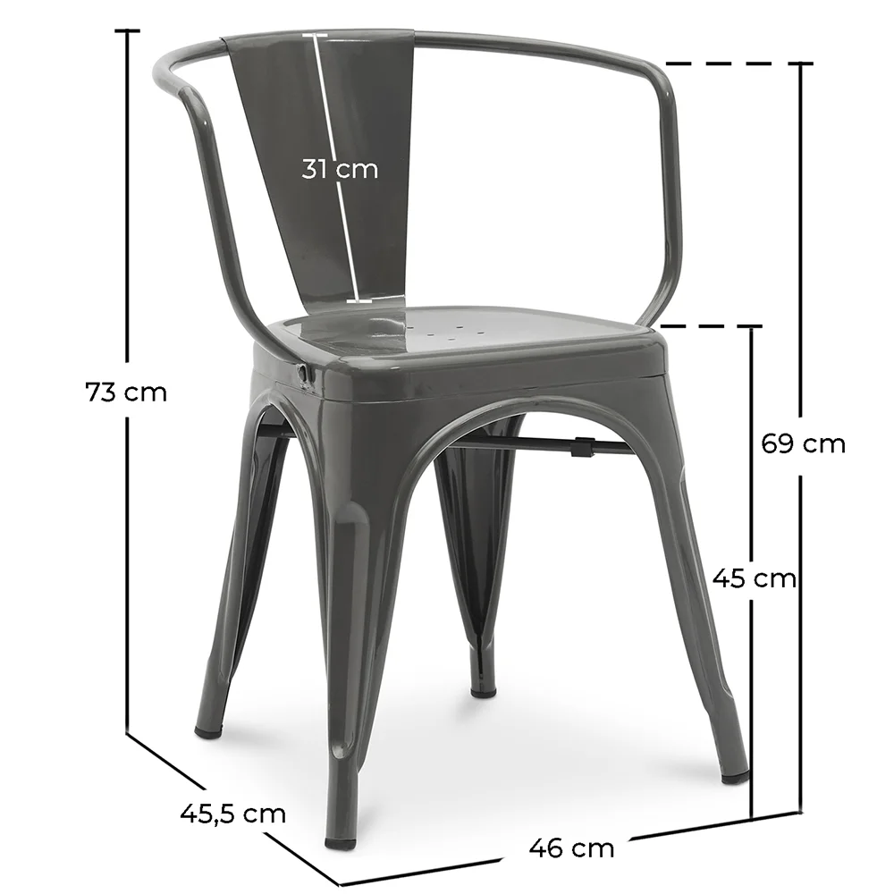 Silla de Comedor con Reposabrazos -  Diseño Industrial - Acero - New Edition- Stylix image 10