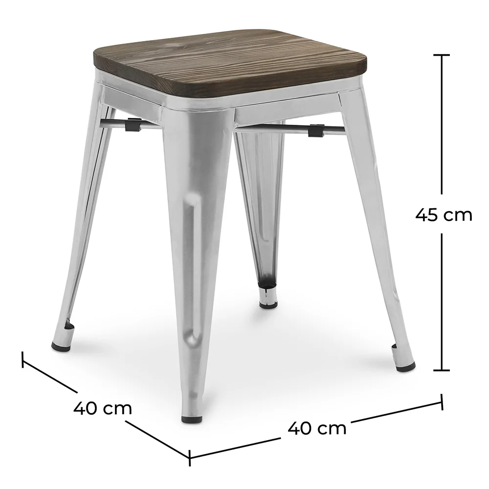 Taburete Diseño Industrial - Madera y Acero - 45cm - New Edition - Stylix  image 10