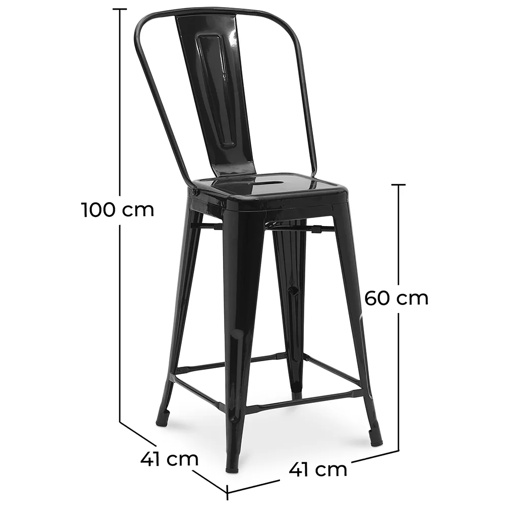 Taburete de Bar con Respaldo - Diseño Industrial - 60cm - New Edition - Stylix  image 10