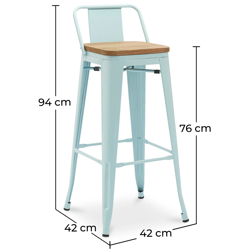 Taburete de Bar con Respaldo - Diseño Industrial - Madera y Acero - 76cm - New Edition - Stylix image 10