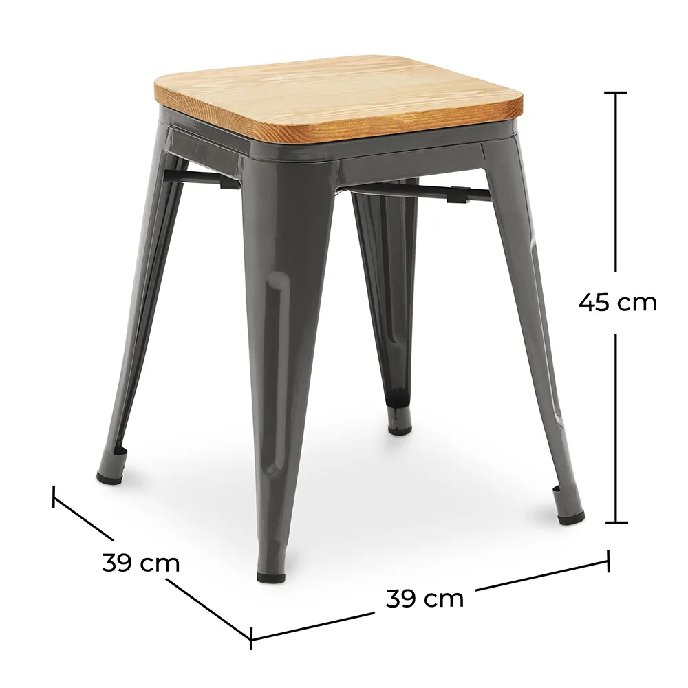 Taburete Diseño Industrial - Madera y Acero - 45cm - New Edition - Stylix  image 10