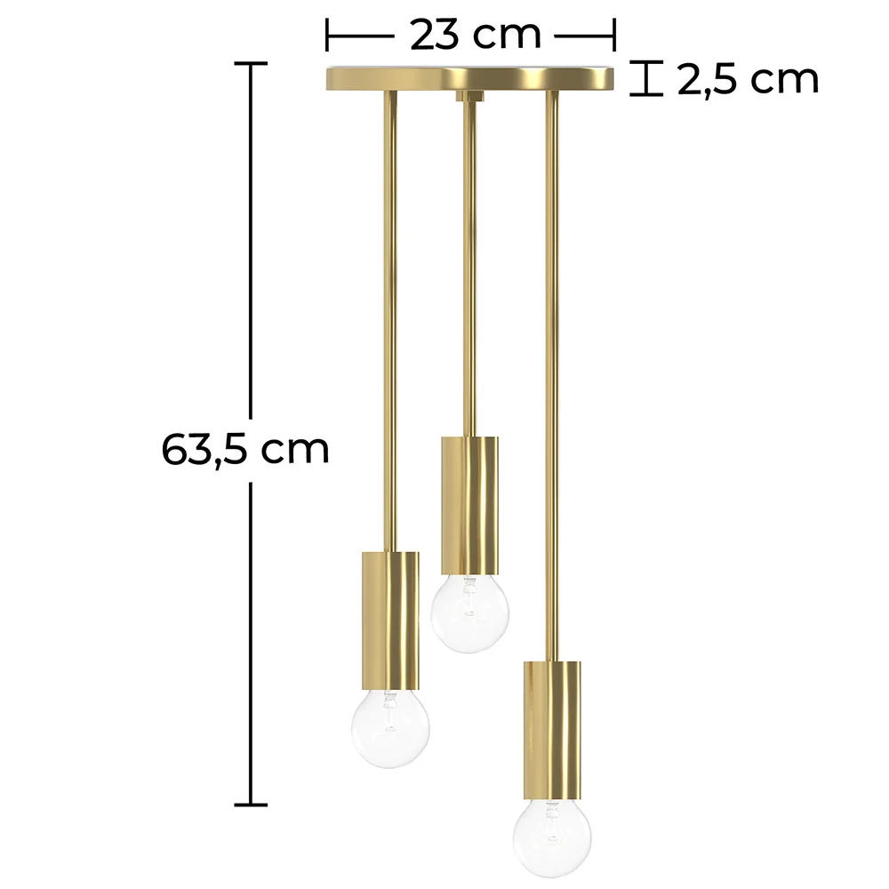 Lámpara de Techo Dorada - Lámpara Colgante  3 Brazos - Troy image 10