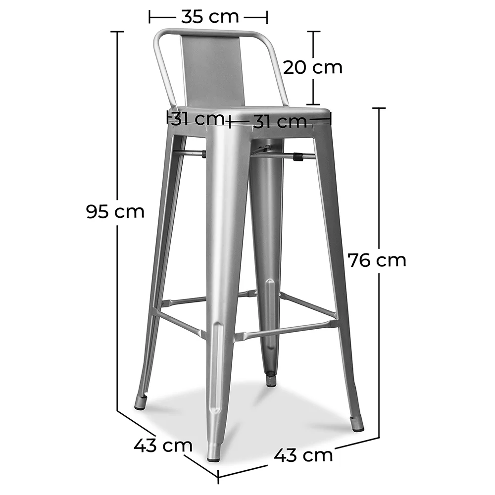 Taburete de Bar con Respaldo - Diseño Industrial - 76 cm - New Edition - Stylix  image 10