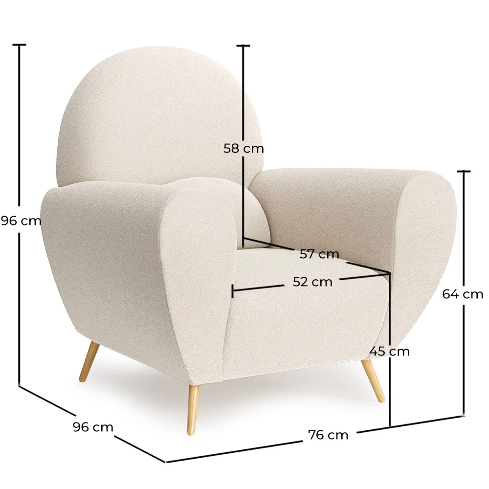 Sillón con Reposabrazos - Tapizado en Tela Bouclé - Belise image 10