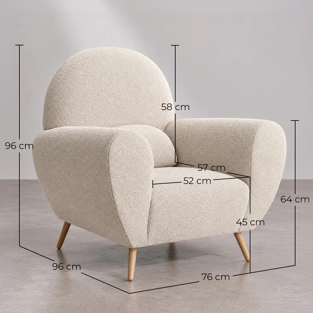 Sillón con Reposabrazos - Tapizado en Tela Bouclé - Belise image 10