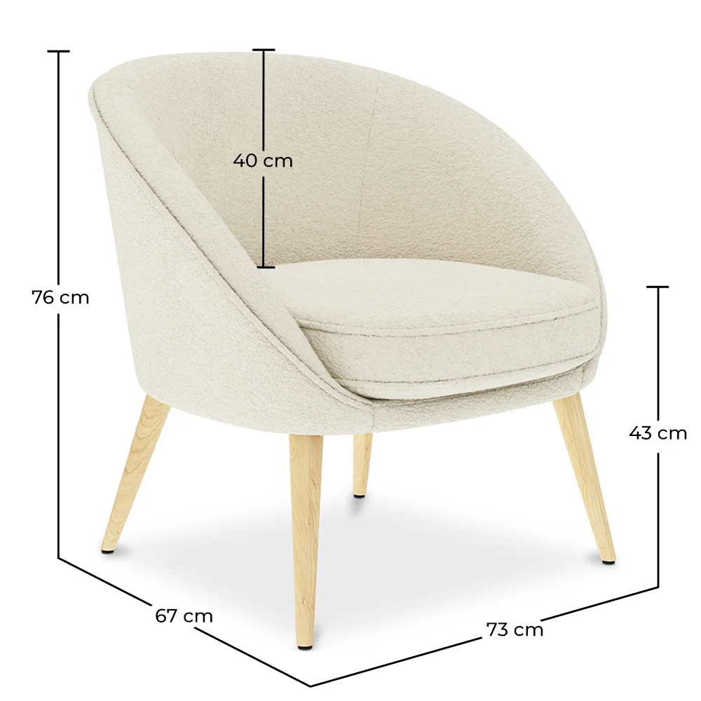 Sillón con Reposabrazos - Tapizado en Tela Bouclé - Pimba image 10