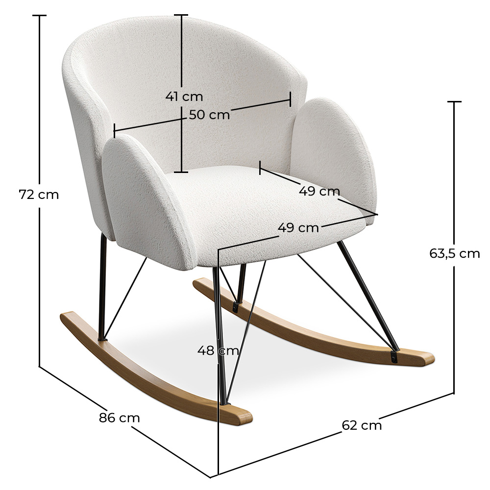 Sillón Mecedora con reposabrazos - Tapizado en Tela Bouclé - Freia image 10