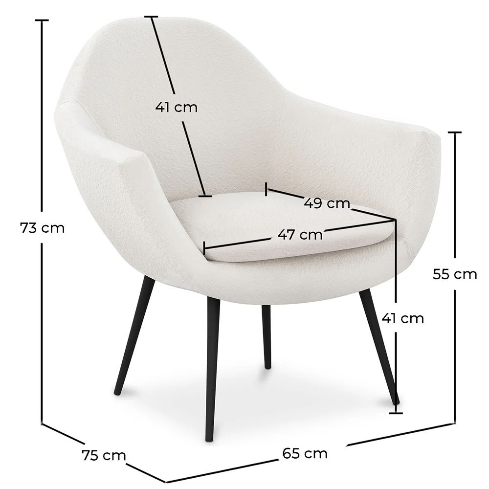 Sillón con Reposabrazos - Tapizado en Tela Bouclé - Eila image 10