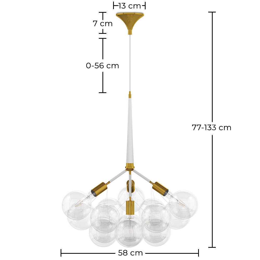 Lámpara de Techo Bolas de Cristal - Lámpara Colgante de Diseño - 12 Globos - Glaub image 10