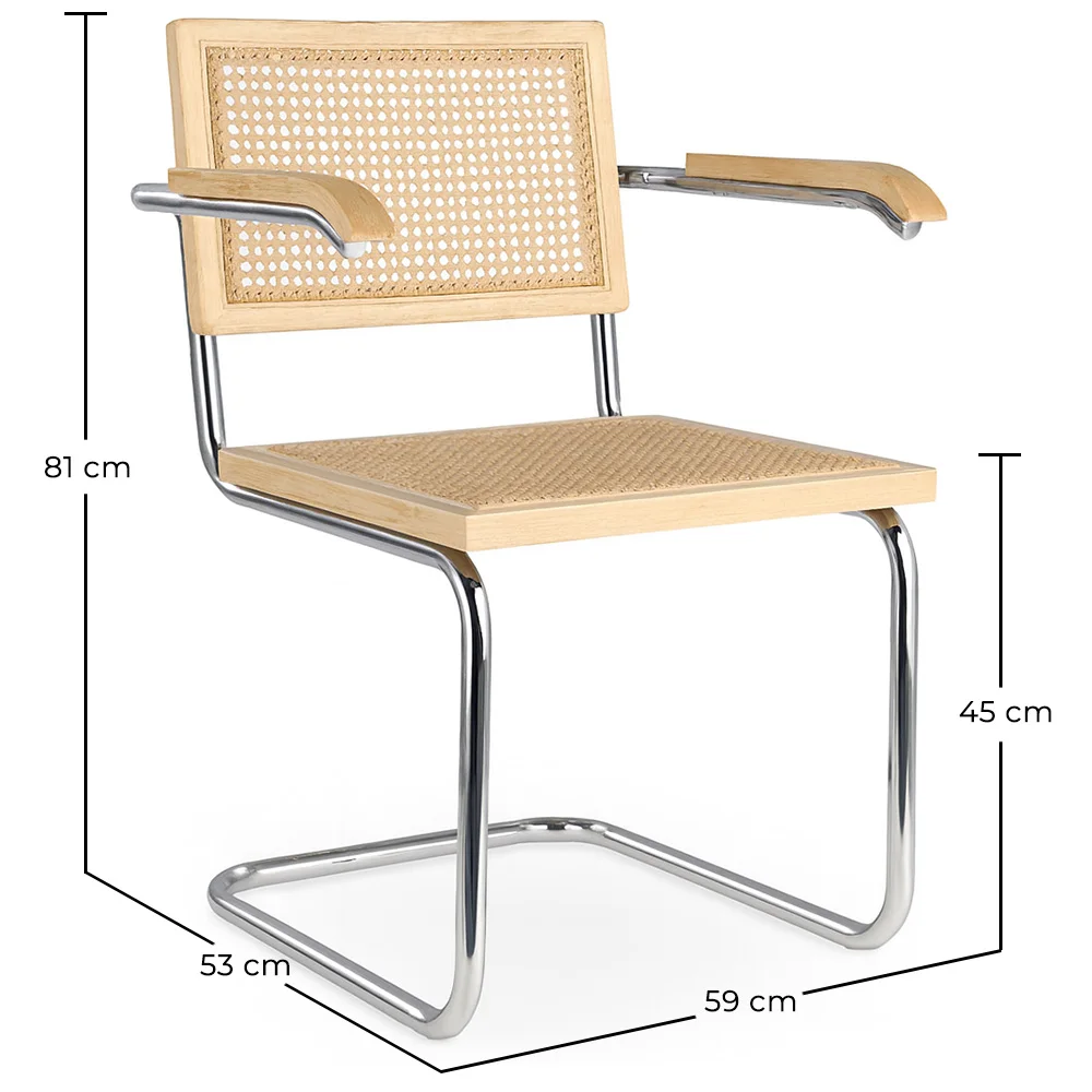 Silla de Comedor con Reposabrazos - Diseño Vintage - Madera y Ratán - Bruna image 10