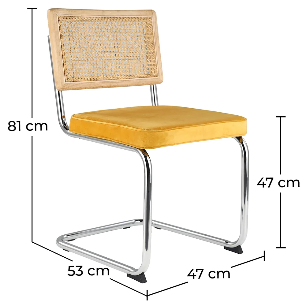 Silla de Comedor - Tapizada en Terciopelo - Madera y Ratán - Martha image 10