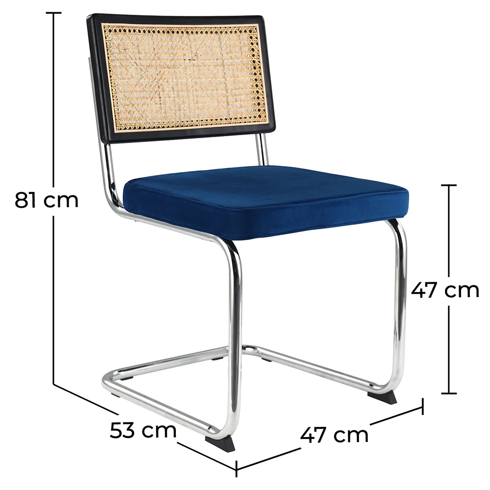 Silla de Comedor - Tapizada en Terciopelo - Madera y Ratán - Hyre image 10