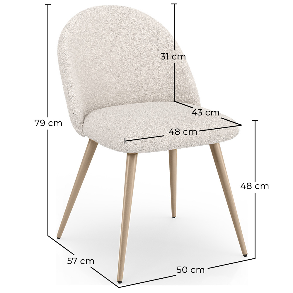 Silla De Comedor - Tapizado en Tela Bouclé - Diseño Escandinavo - Evelyne image 10