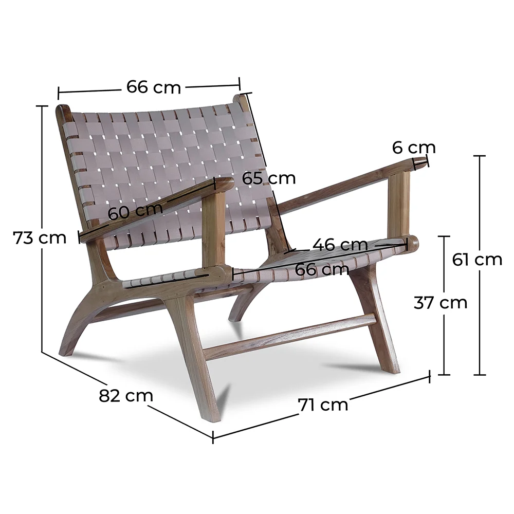 Sillón de Salón con Reposabrazos - Sillón de diseño Boho Bali - Madera y Lino - Recia image 10