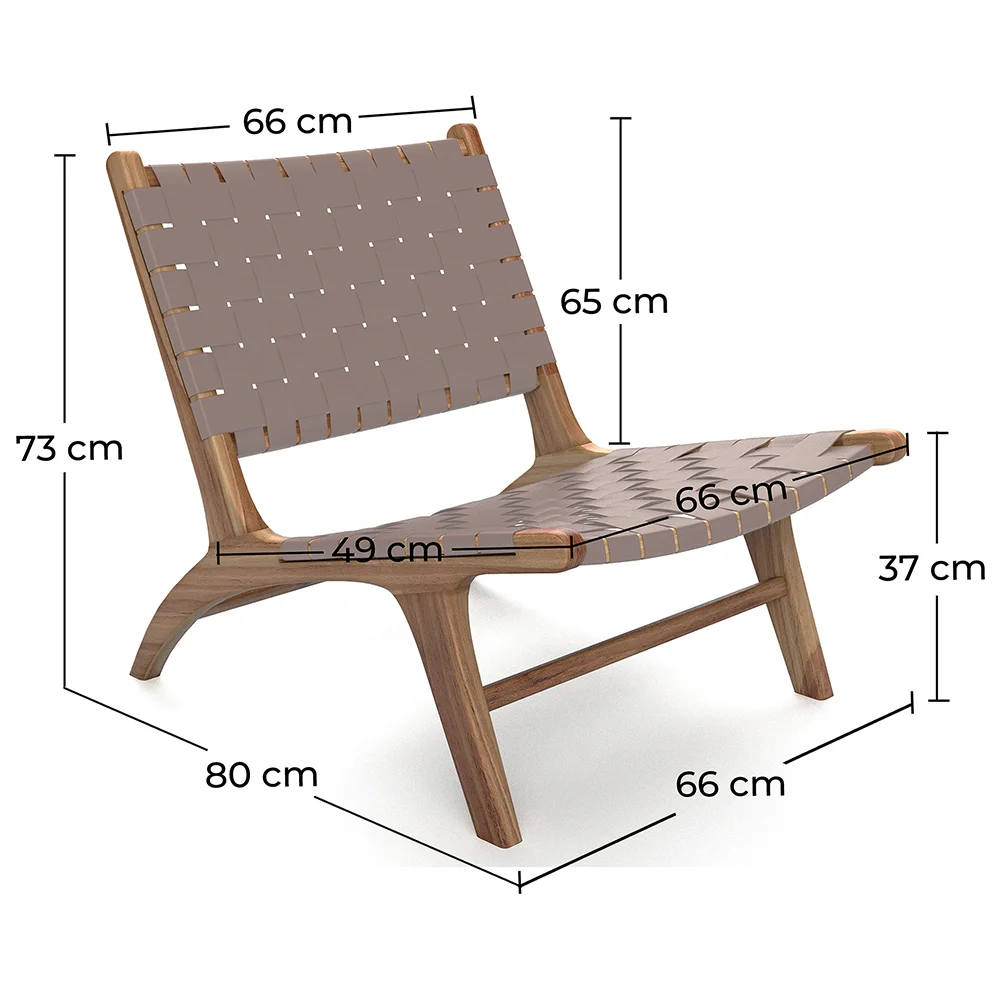 Sillón de Salón - Sillón de diseño Boho Bali - Madera y Cuero - Recia image 10