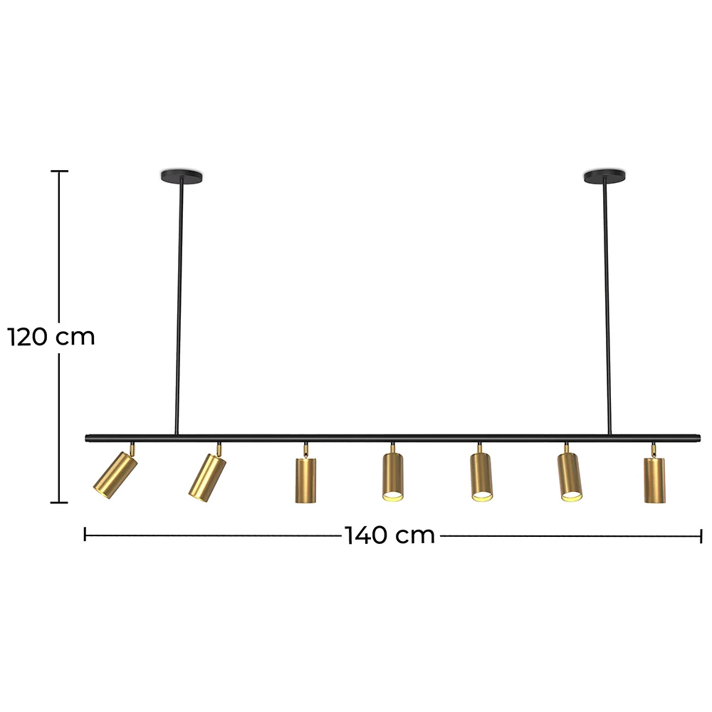 Lámpara de Techo Rail - 7 Focos Dorados Ajustables - 140CM image 10
