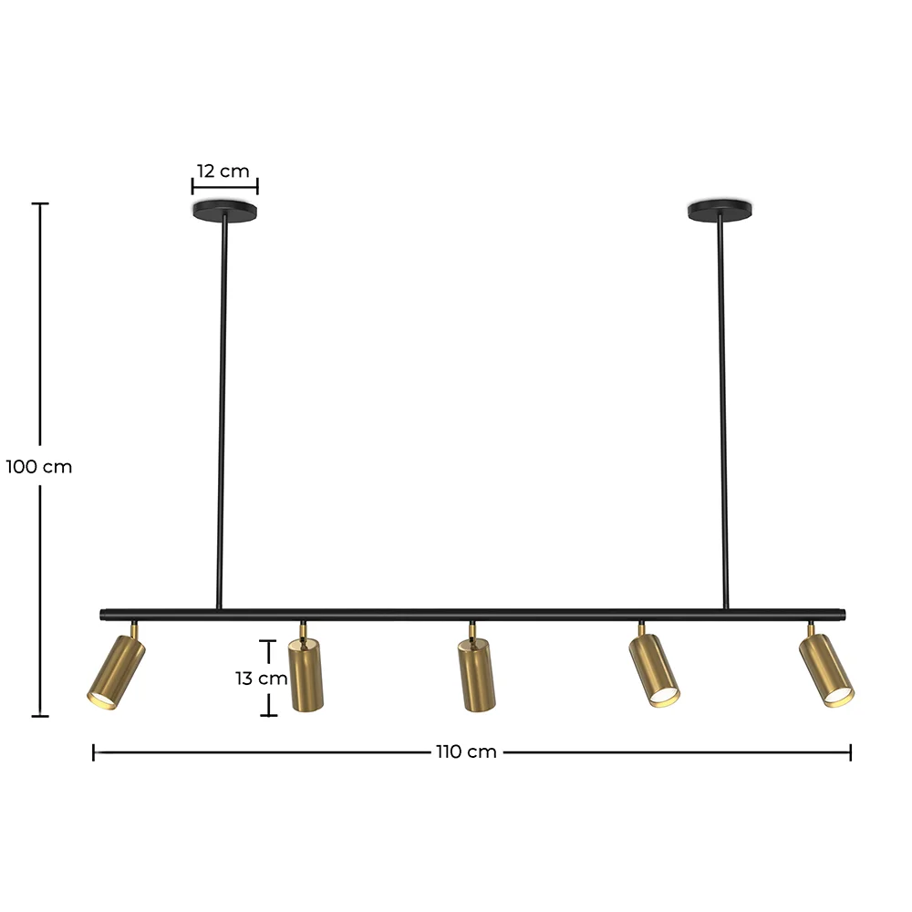 Lámpara de Techo Rail - 5 Focos Dorados Ajustables - 110CM image 10
