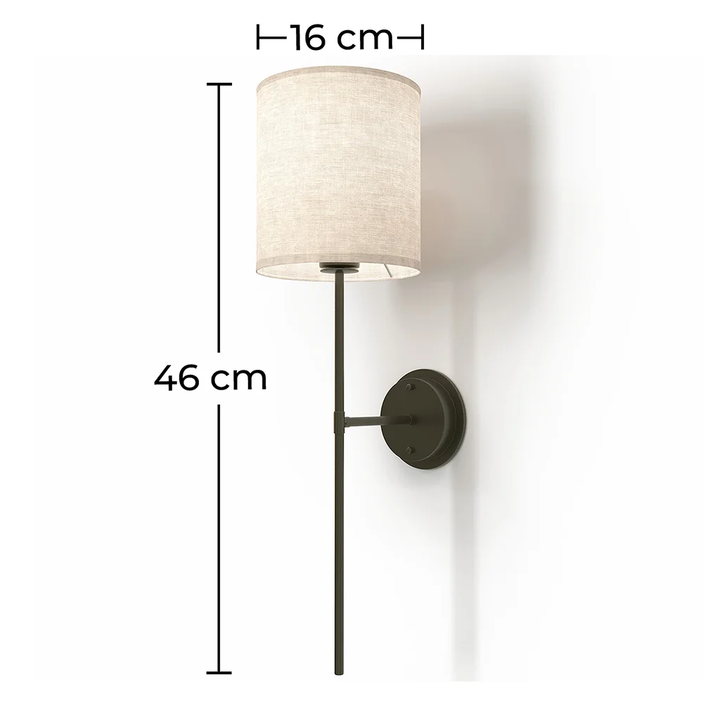Lámpara Aplique de Pared - Negro con Pantalla de Tela - Dena image 10