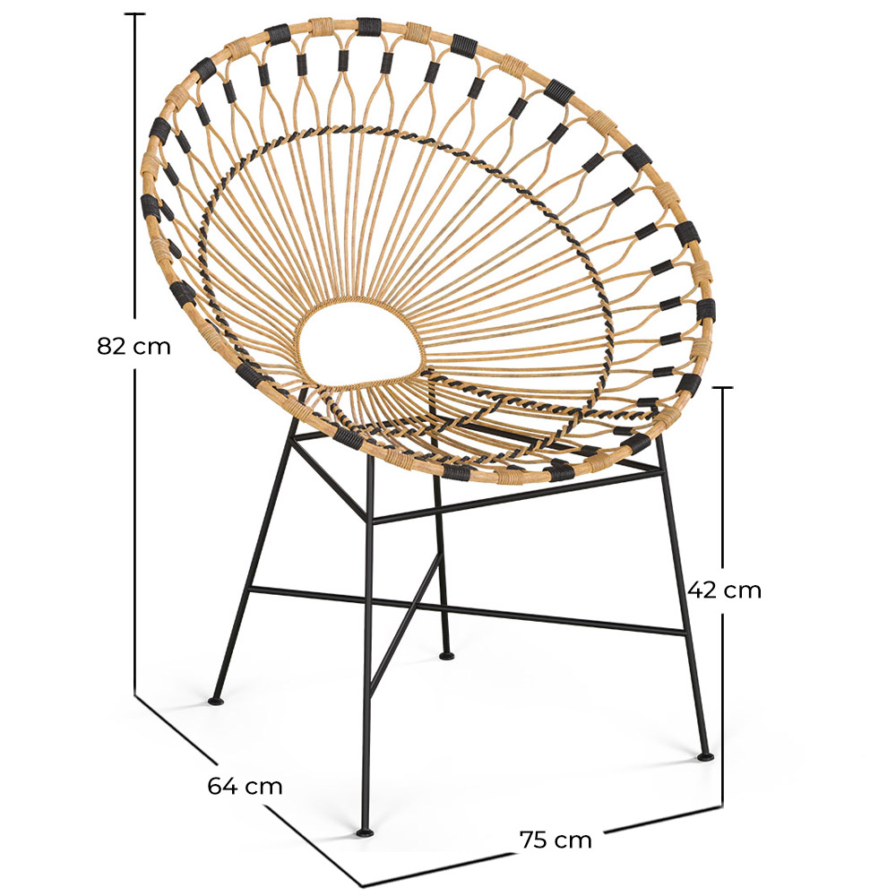 Silla de Exterior Redonda de Ratán Sintético - Diseño Boho Bali - Elsa image 10
