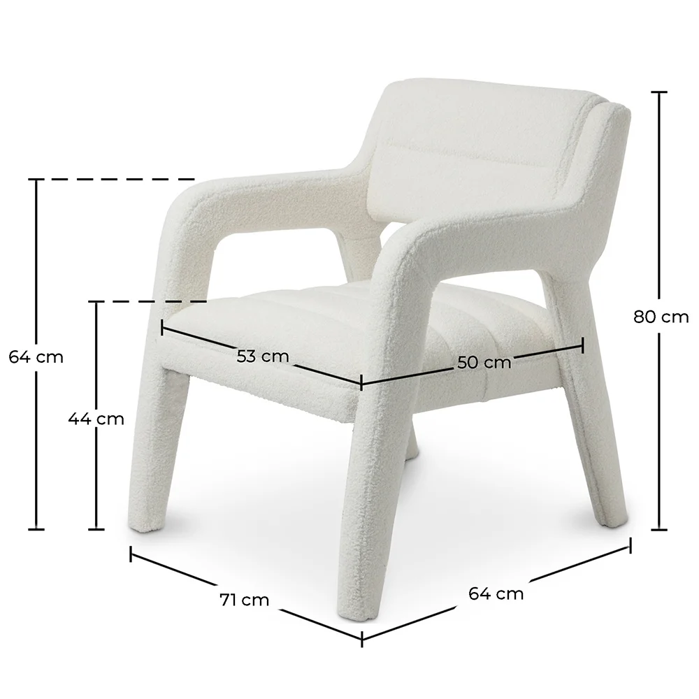 Silla de Comedor Tapizada - Bouclé Blanco - Colette image 10