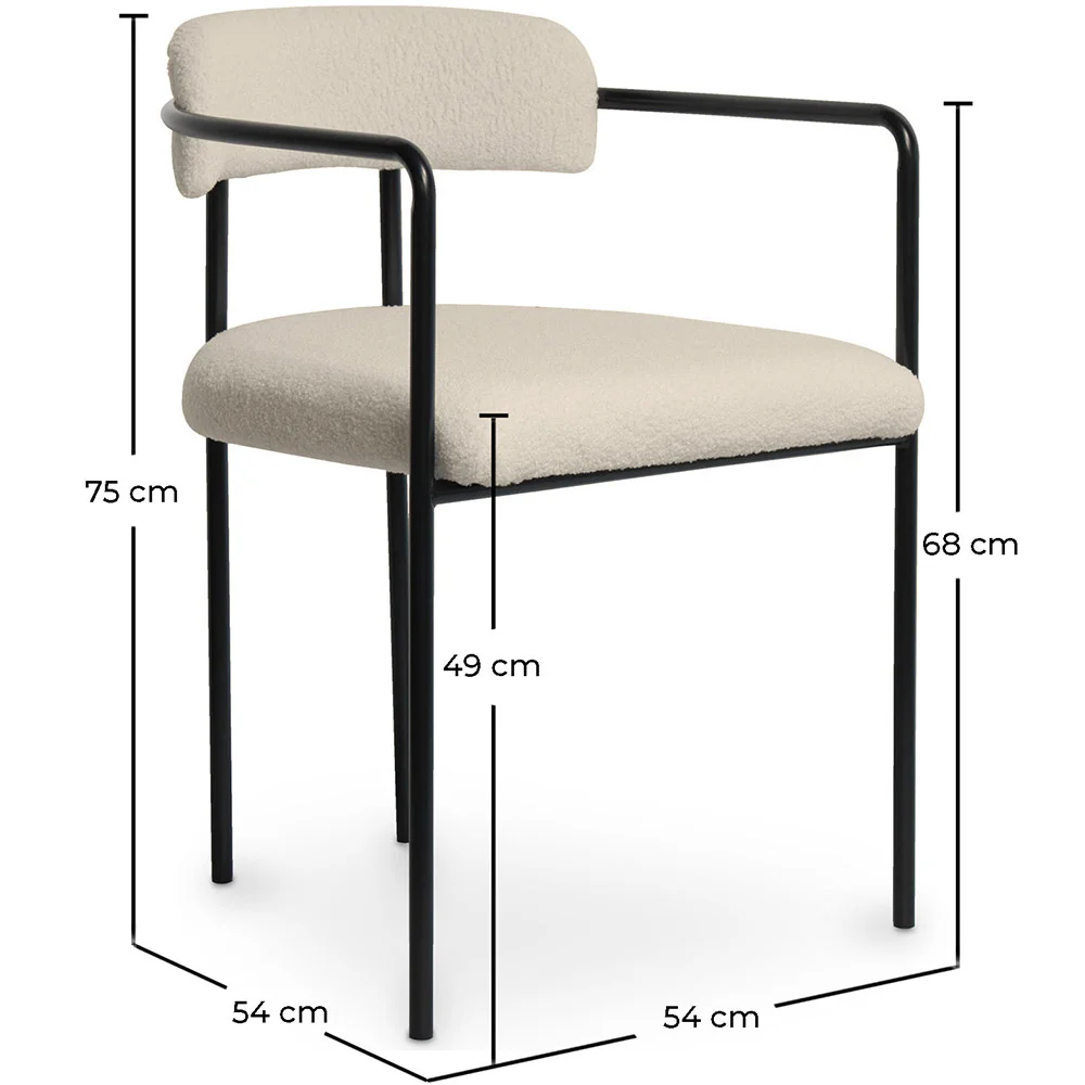 Silla de Comedor Tapizada - Bouclé Blanco - Garne image 10
