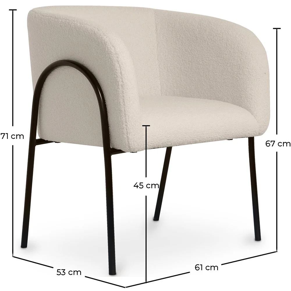 Silla de Comedor Tapizada - Bouclé Blanco - James image 10