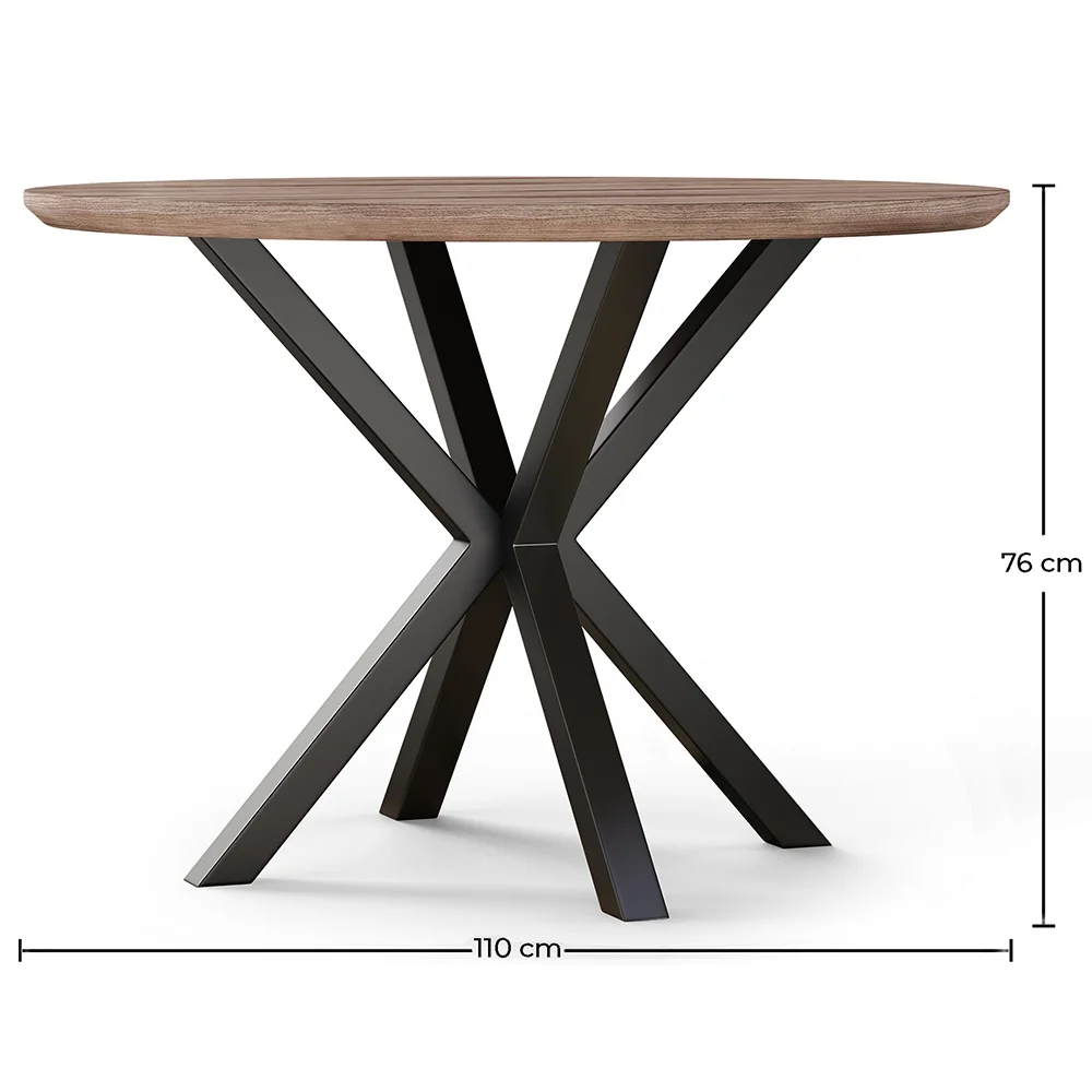 Mesa de Comedor Redonda- Industrial - Madera y Metal - Bayron image 10