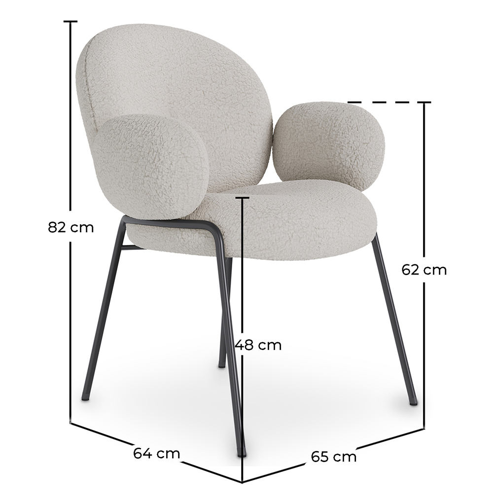 Silla de comedor con Reposabrazos - Tapizado Tela Bouclé - Erys image 10