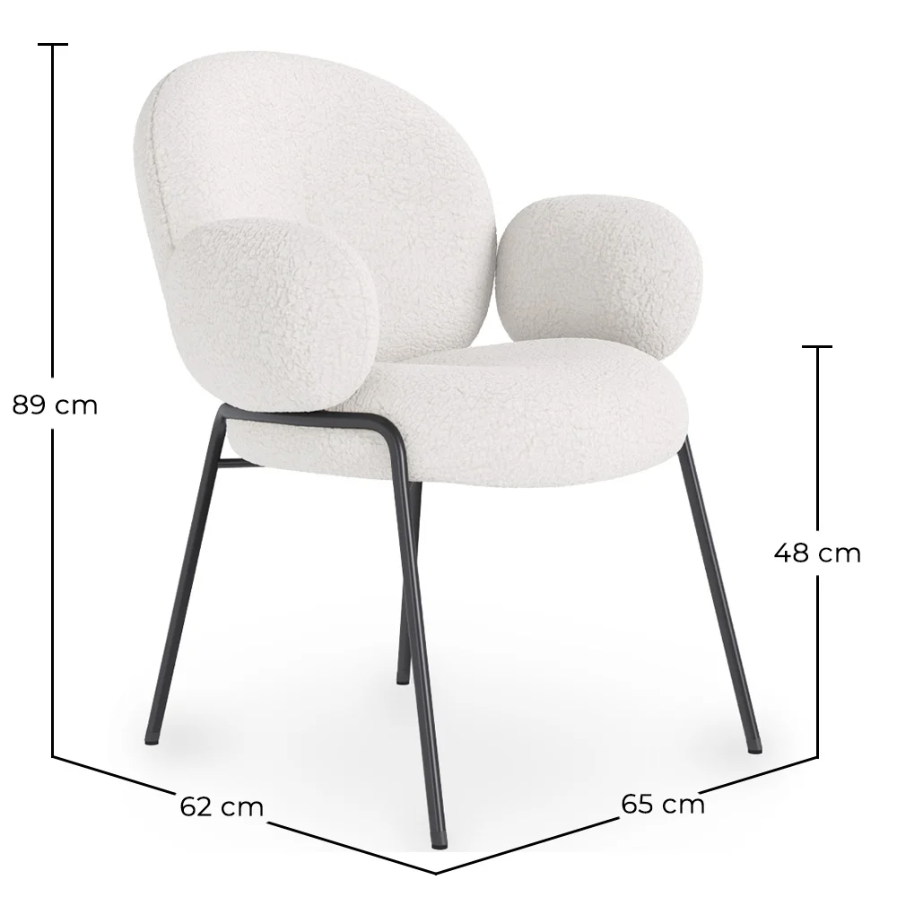 Silla de comedor con Reposabrazos - Tapizado Tela Bouclé - Erys image 10