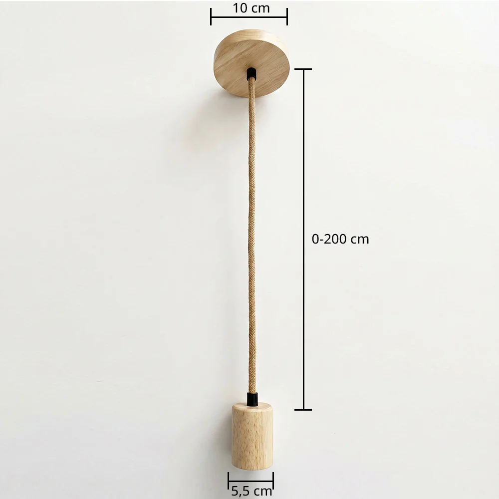Cable Lámpara Colgante en yute y madera- 200cm - Hanz image 10
