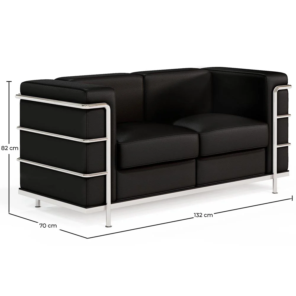Sofa de 2 Plazas - Tapizado en Cuero Vegano - Lecur image 10