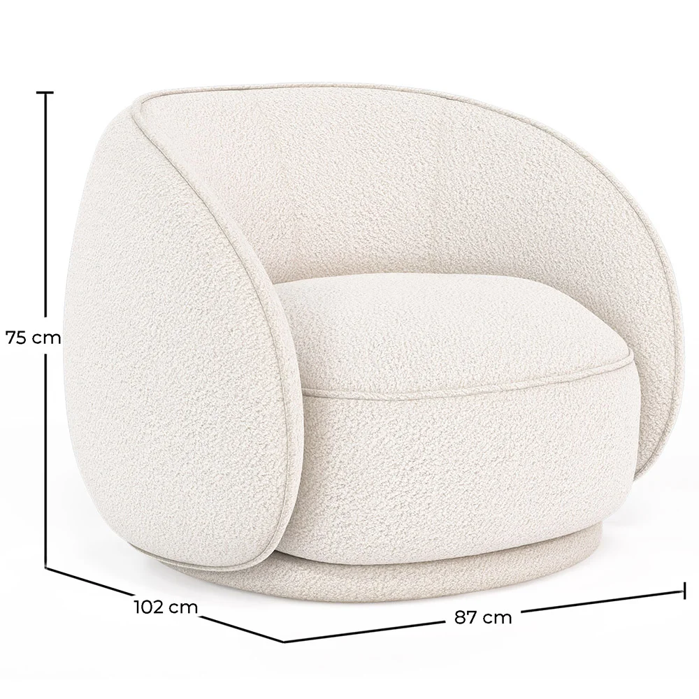 Sillón Curvo Tapizado en Tela Bouclé - Butaca - Cally  image 10