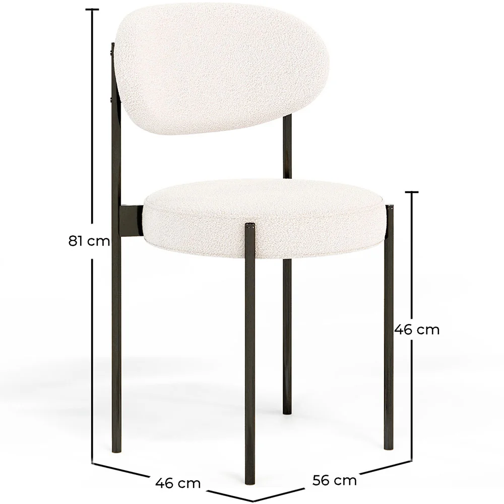 Pack de 4 - Silla de Comedor - Tapizada en Tela Bouclé - Metal Negro - Margot image 10