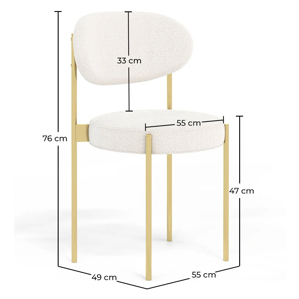 Pack de 4 - Silla de Comedor - Tapizada en Tela Bouclé - Metal Dorado - Margot image 10