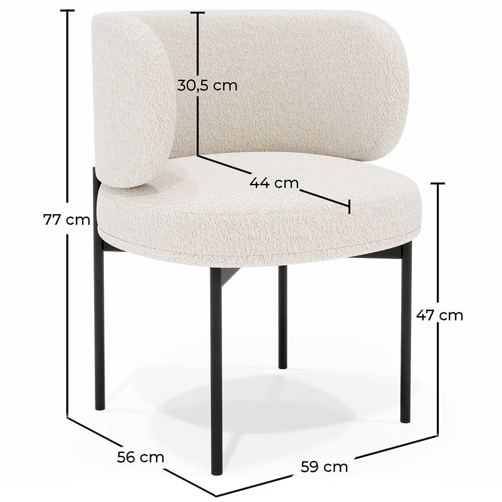 Pack de 4 - Silla de Comedor - Tapizada en Tela Bouclé - Loraine image 10