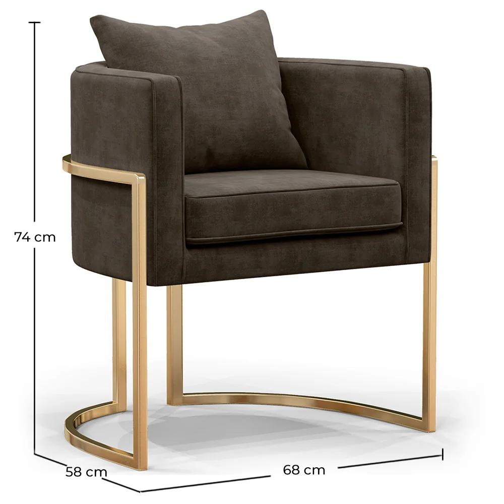 Silla de comedor - Con reposabrazos - Tapizada en Terciopelo - Giorgia image 10