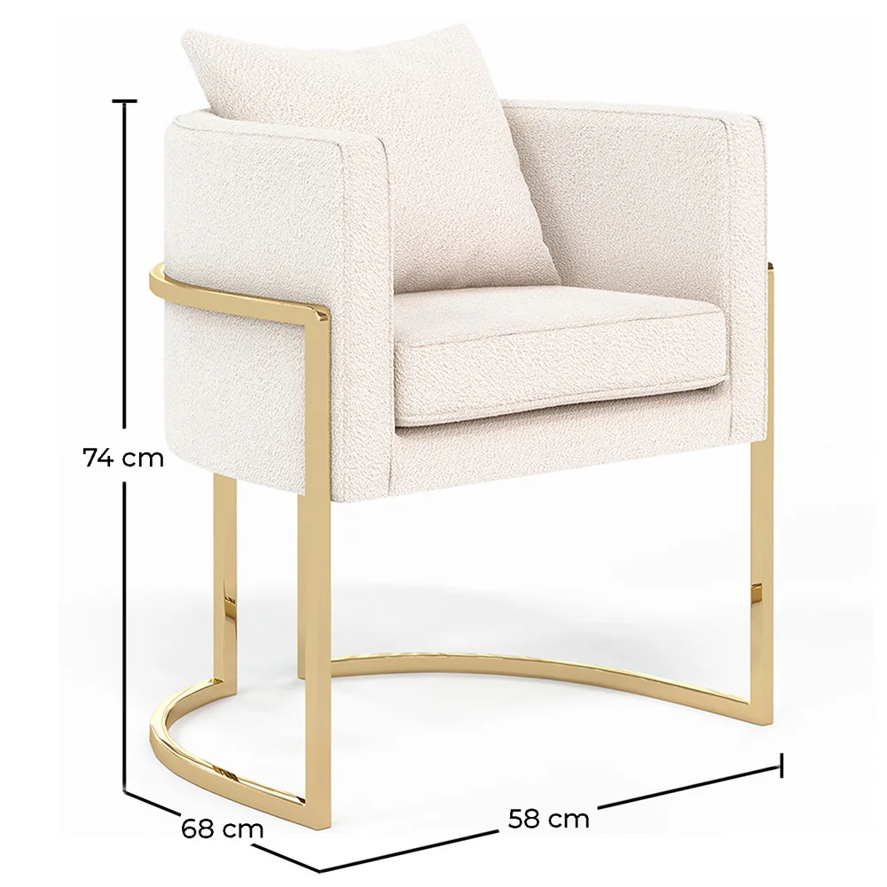 Silla de comedor - Con reposabrazos - Tapizada en Tela Bouclé - Giorgia image 10