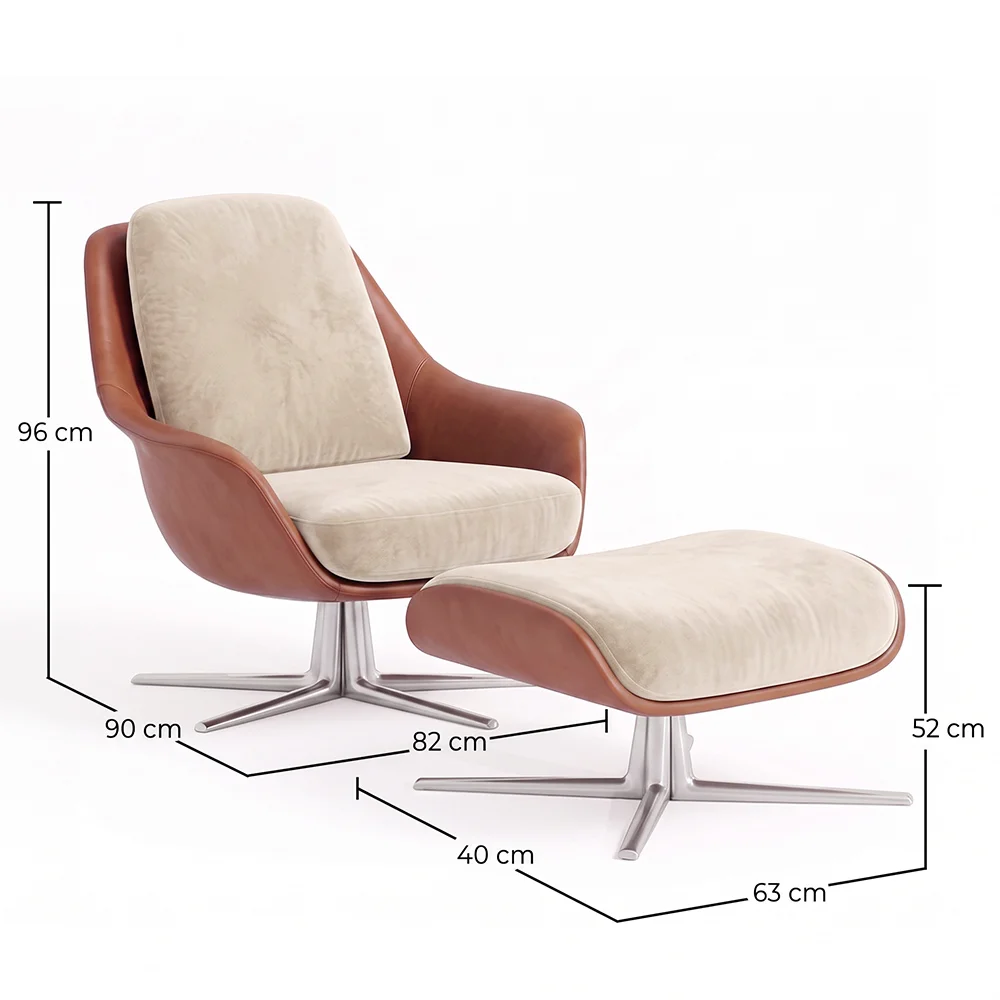 Sillón de Diseño Tapizado Estilo Contemporáneo con Reposapiés - Asher image 10