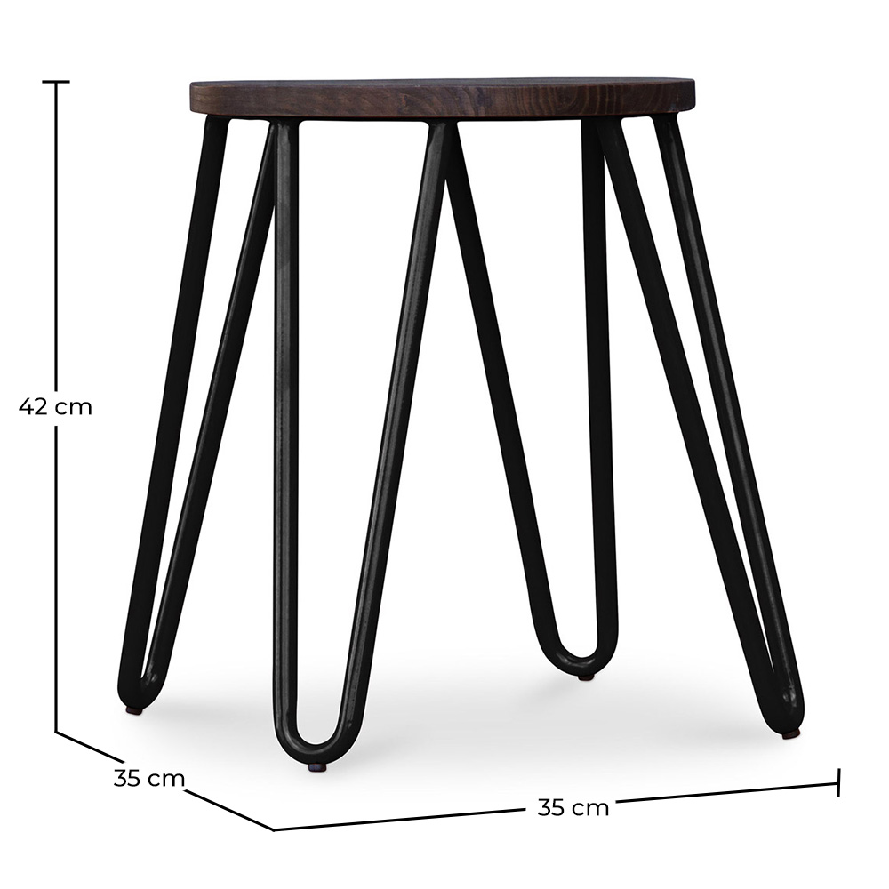 Taburete Hairpin - 42cm - Madera oscura y metal  image 10