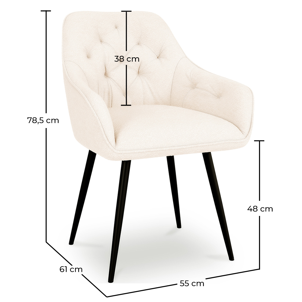 Silla De Comedor con Reposabrazos - Tapizada en Bouclé Premium - Alene image 10