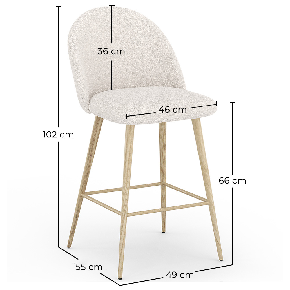 Taburete Tapizado en Tela Bouclé - Diseño Escandinavo - 66cm - Evelyne image 10